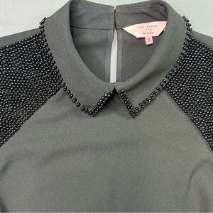 Ted Baker London Sew In Love Black Oster Pearl Beaded Top Size 0 Elegant
